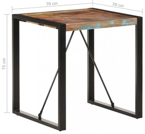 tömör újrahasznosított fa étkezőasztal 70 x 70 x 75 cm