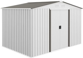 Outsunny Kertiszerszám Tároló 5 m² Alapzattal, 4 Szellőzőnyílással és 2 Csúszó Ajtóval, Acél Kerti Szerelő Conténer, 277x195x192 cm, Ezüst | Aosom