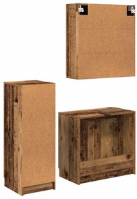 vidaXL Fürdőszoba bútor szett fiókkal ajtóval 3 pcs Öreg fa Faanyag