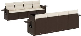 vidaXL 9 részes barna polyrattan kerti ülőgarnitúra párnákkal