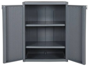 Szürke PP rattan kerti tárolószekrény 65 x 45 x 88 cm