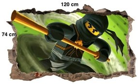 Tökéletes gyerek dekorációs matrica NINJA GO 120 x 74 cm