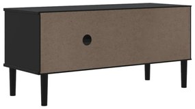 SENJA fekete rattanhatású tömör fenyő TV-szekrény 106x40x49 cm