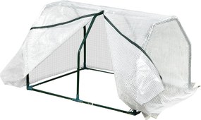 Outsunny Terrasz Üvegház 100x70x60 cm Kicsi Otthoni Kert Bölcső Cipzárral Növények és Virágok Neveléséhez Acél Váz PE Borítással Fehér | Aosom