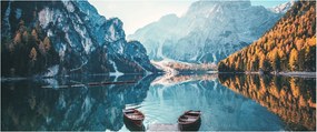 Kép - Csónakok a Braies-tónál (120x50 cm)