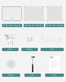 Összekapcsolható cipőtartó állvány fehér színben