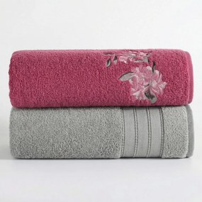 Színes hamam törölközőszett szürke–rózsaszín