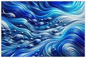 Kép – Halak a hullámokban (90x60 cm)