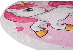 Rózsaszín mosható gyerek szőnyeg ø120 cm Pink Unicorn – Vitaus