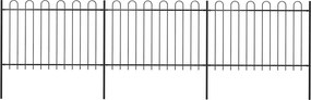 vidaXL fekete acélkerítés karikás tetejű 537 x 120 cm