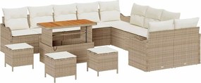 vidaXL Kerti Kanapé Szett 14 pcs Bézs polirattan