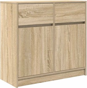 vidaXL sonoma tölgy szerelt fa tálalószekrény fiókos 80x34x76 cm
