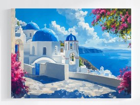 Poszter Tájkép Sziget Tenger Görögország Kükládok Santorini 100x75