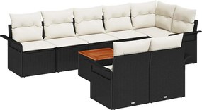 vidaXL Kerti Kanapé Szett tárolóval 9 pcs Fekete és Krém polirattan