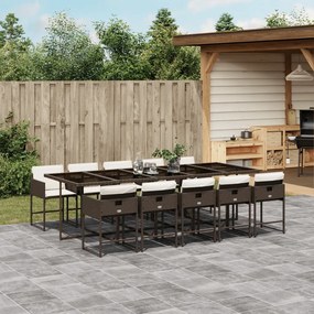 vidaXL 11 részes barna polyrattan kerti ülőgarnitúra párnákkal