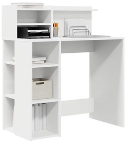 Íróasztal tárolóval polcokkal Fehér 90 x 48 x 101.5 cm Faanyag