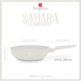 Berlinger Haus indukciós tapadásmentes wok serpenyő 28 cm matt krém Sahara Collection