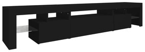 fekete TV-szekrény LED-világítással 215x36,5x40 cm