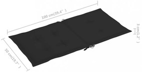 4 db fekete oxford szövet háttámlás székpárna 100x50x3 cm