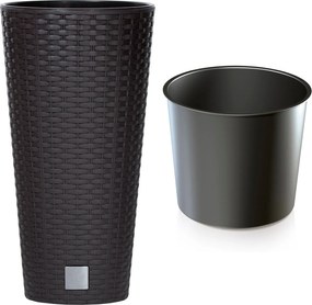 Virágtartó betéttel 20x38cm Virágtartó Rattan Utánzat