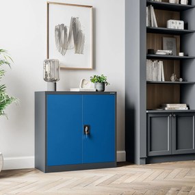 Alacsony fém irattartó szekrény BEATA, 900 x 930 x 400 mm, antracit-kék