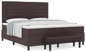 Boxspring ágy matraccal és padra sötétbarna 180x200 cm szövet