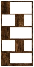5 szintes füstös tölgy színű fa könyvespolc 80,5x23,5x162,5 cm