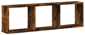 füstös tölgy színű szerelt fa fali szekrény 100 x 16 x 30 cm