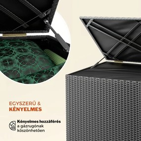 RICCO polyrattan tárolódoboz, 318L, 75x75x70 cm, fekete Casaria