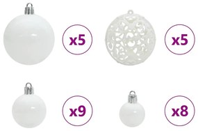 Karácsonyi Díszgömb Készlet 150 LED-del 61 pcs Fehér Műanyag