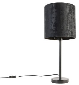 Modern asztali lámpa fekete árnyékolóval 25 cm - Simplo