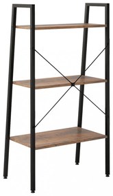 3 szintes sötétbarna és fekete állópolc 56 x 35 x 108 cm
