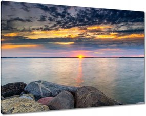 Vászonkép 100x70 Sziklák Tenger Naplemente