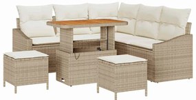 vidaXL Kerti Kanapé Szett párnával tárolóval 8 pcs Bézs Poli rattan