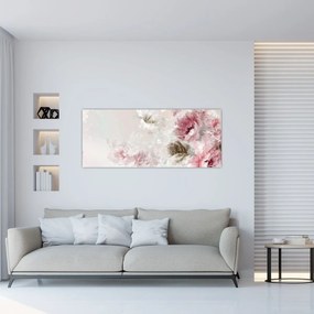 Kép - Festés rózsaszín virágok (120x50 cm)