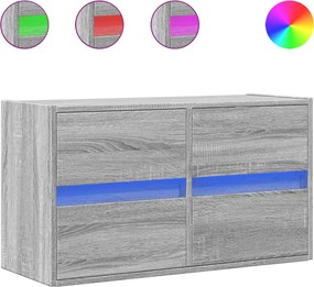 vidaXL szürke sonoma színű fali TV-szekrény LED-del 80 x 31 x 45 cm