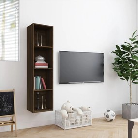 barna tölgy színű szerelt fa könyv-/TV-szekrény 143x30x36 cm