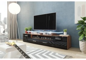 TV asztal + szekrény Blaise (szilva + fényes fekete) (fehér LED világítás). 1058800
