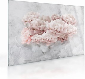 Kép - Rózsaszín virágok a falon (üvegen) (70x50 cm)