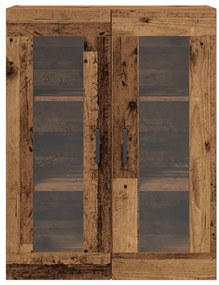 Falra Szerelhető Szekrény Üvegajtókkal - Régi Fa - 69.5x34x90 cm