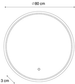 Modern fürdőszobai tükör 80 cm LED-del és érintős dimmerrel - Sebas