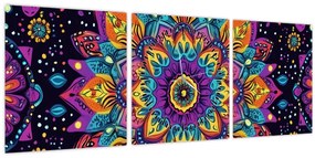 Kép - Kaleidoszkópos mandala (órával) (90x30 cm)