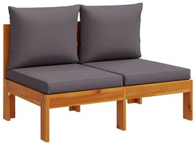 vidaXL 2 személyes tömör akácfa karfa nélküli kerti kanapé párnákkal