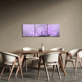 Kép - Ibolya virág (órával) (90x30 cm)