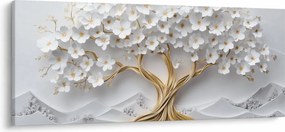 Kép – 3D elegáns életfa virágokkal (120x50 cm)