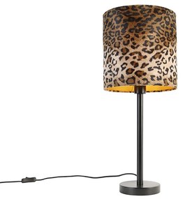 Modern asztali lámpa fekete leopárd árnyékolóval 25 cm - Simplo