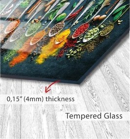 Edzett üveg fali dekoráció, fűszerek, 46x72 cm