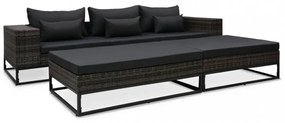 5 részes szürke polyrattan kerti bútorszett párnákkal