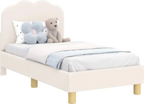 vidaXL Gyerekágy keret fejtámlával Krém 70 x 140 cm Juh Gyapjú