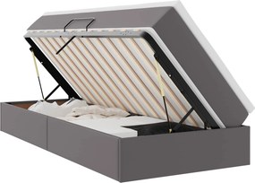 vidaXL Ágy tárolóval és matraccal matracmal Szürke 90 x 190 cm Műbőr